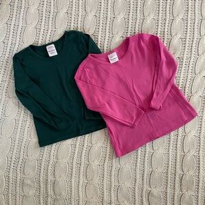 Hanna Andersson Long Sleeve Shirt Bundle - Pink and Green - 3T